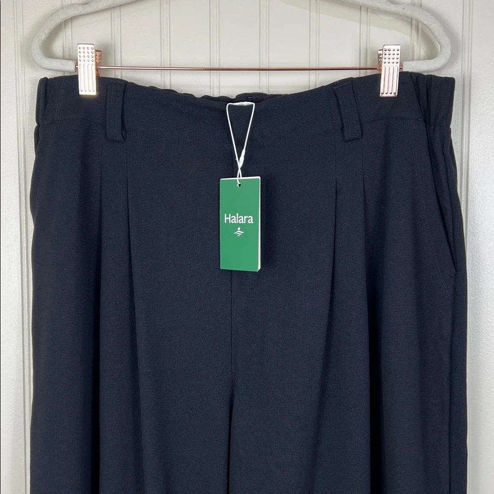 NWT Halara Flex High Waisted pocket wide leg waffle Work Pants Black Size XL